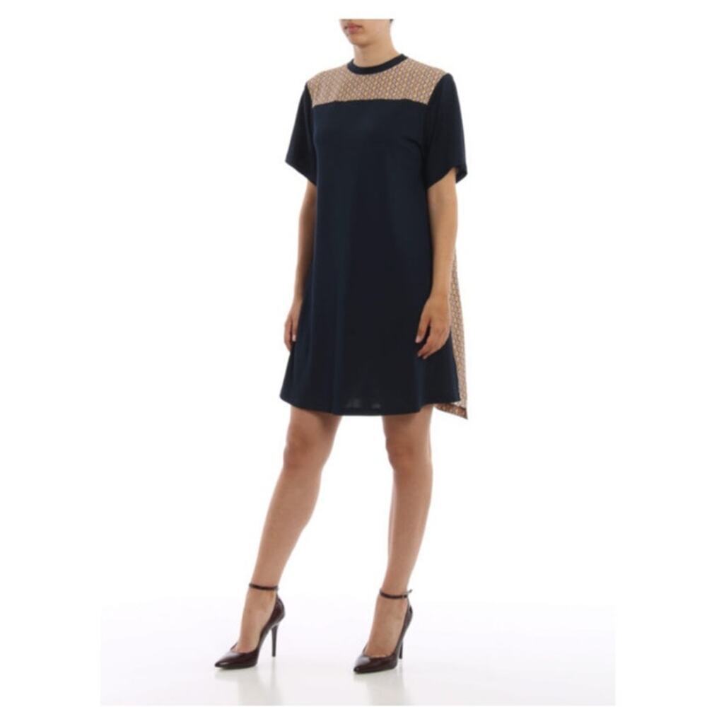 Chloé Pleated Patterned Silk Back Dress Size Large